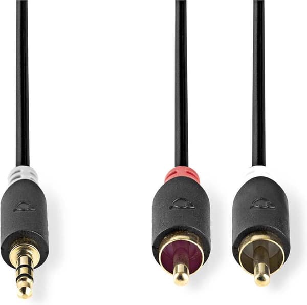 Nedis stereolydkabel | 3,5 mm han | 2x RCA han | forgyldt | 2,00 m | runde | Antracit | Boks