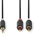 Miniatyrbillede 2 af 10: Nedis stereolydkabel | 3,5 mm han | 2x RCA han | forgyldt | 2,00 m | runde | Antracit | Boks