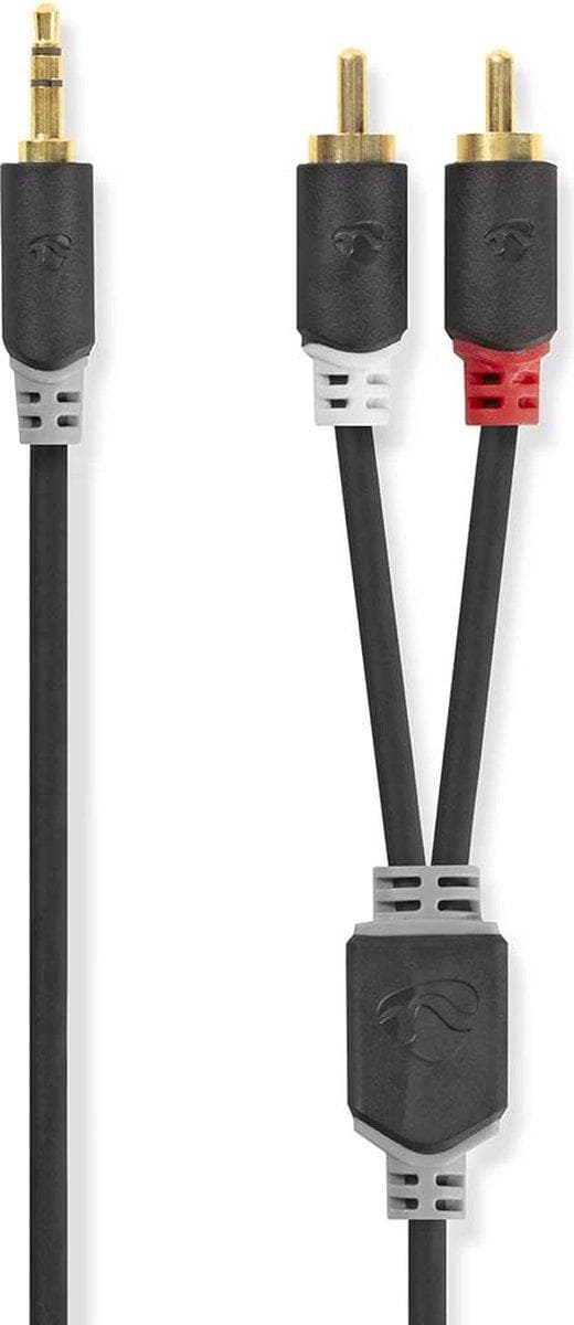 Nedis stereolydkabel | 3,5 mm han | 2x RCA han | forgyldt | 2,00 m | runde | Antracit | Boks