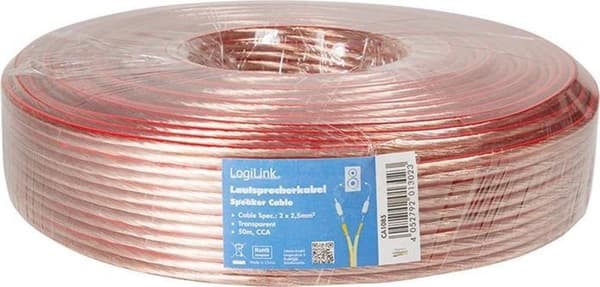 LogiLink højttalerkabel, 2x2,50 mm2, 50 m gennemsigtig