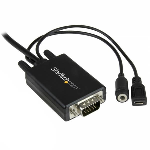 StarTech.com DisplayPort-VGA-sovitinkaapeli äänellä - DisplayPort-sovitin - DisplayPort (M) - DB-15, Mini-Phone Stereo 3,5 mm, 5-nastainen mikro-USB,