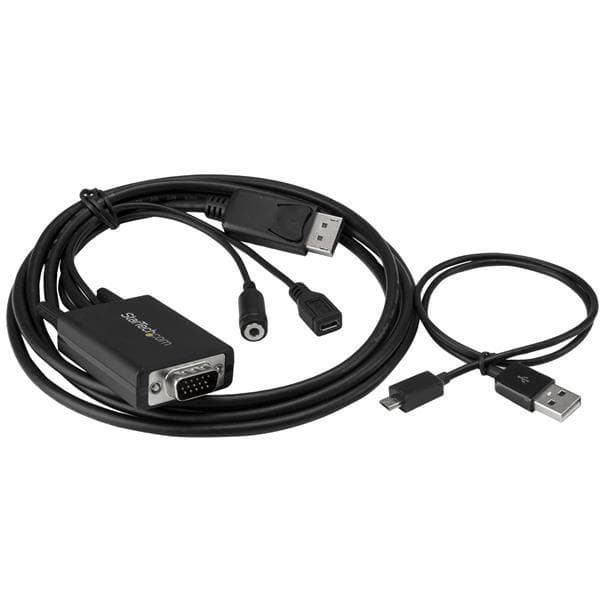 StarTech.com DisplayPort-VGA-sovitinkaapeli äänellä - DisplayPort-sovitin - DisplayPort (M) - DB-15, Mini-Phone Stereo 3,5 mm, 5-nastainen mikro-USB,