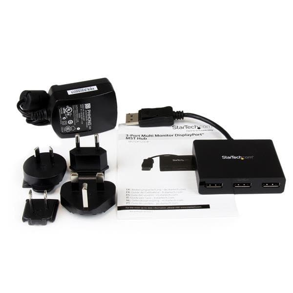 StarTech.com Triple Head DisplayPort 1.2 Multi Monitor MST Hub - Video Splitter - Desktop - AC 100/230V (MSTDP123DP)