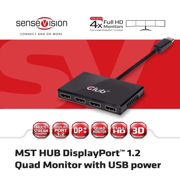 Club 3D Multi Stream Transport Hub DisplayPort 1.2 Quad