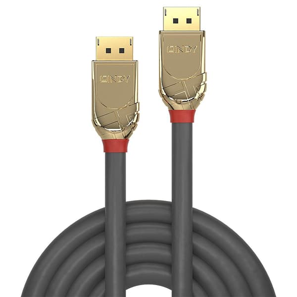 Lindy Gold - DisplayPort-kabel - DisplayPort (M) til DisplayPort (M) - DisplayPort 1.2 - 5.0m - rund, robust, 4K-understøttelse - grå (36294)