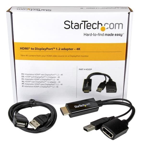 StarTech.com HDMI til DisplayPort-konverter - 4K - Videokonverter - HDMI til DisplayPort - Sort (HD2DP)