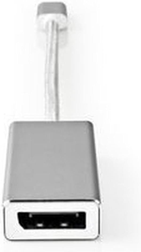 USB-adapter | USB 3.2 Gen 1 | USB-C™ han | DisplayPort Kvinde | 0,20 m | runde | forgyldt | Strikket / Nylon | Sølv | Dæk vindueskasse