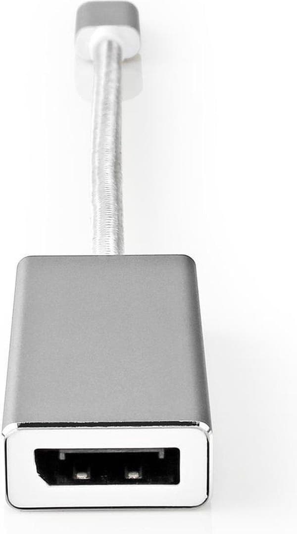 USB-adapter | USB 3.2 Gen 1 | USB-C™ han | DisplayPort Kvinde | 0,20 m | runde | forgyldt | Strikket / Nylon | Sølv | Dæk vindueskasse