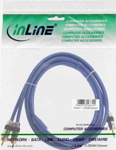 InLine 89937P RCA/jack-kabel, PREMIUM, 2x RCA-stik til 3,5 mm jack-stik, 20m