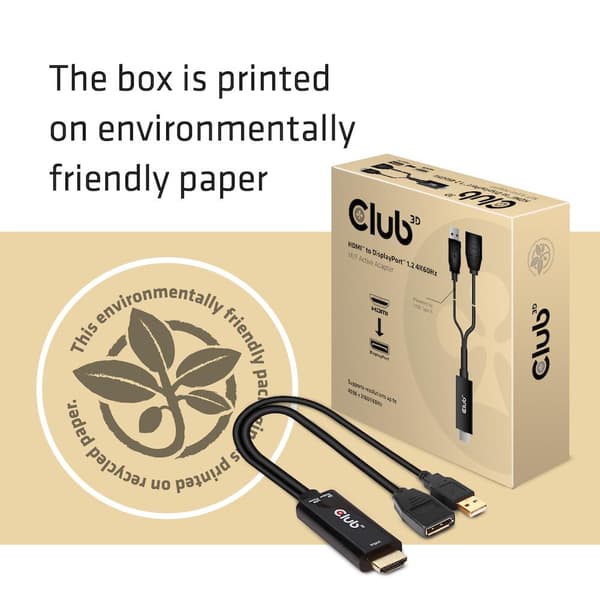 CLUB3D HDMI 2.0 TO DISPLAYPORT 1.2 4K60HZ HDR M/F AKTIV ADAPTER Svart