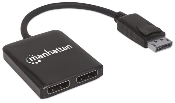 Manhattan DisplayPort till 2-portar DisplayPort Splitter Hub med MST - Video/Audio Splitter - 2 x DisplayPort - Desktop