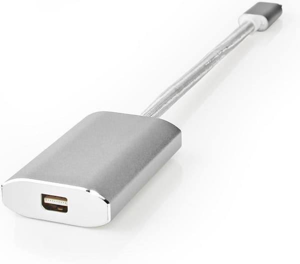 USB-adapter | USB 3.2 Gen 1 | USB-C™ han | Mini DisplayPort Hun | 0,20m | runde | guld | Korn / Nylon | Zilver | Dæk vindueskasse