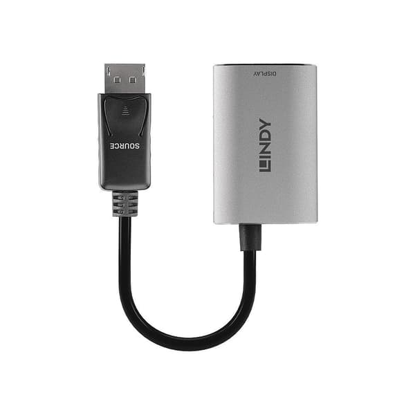 Lindy - Adapterkabel - USB-C (endast ström) DisplayPort till HDMI hona - 11 cm - grå - USB-ström, aktiv signalomvandlare, stöder 8K 60 Hz (7680 x 4320