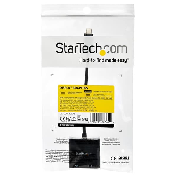StarTech.com USB-C til DisplayPort-adapter med strømforsyning - 8K 30Hz - USB/DisplayPort-adapter - USB-C (M) til DisplayPort, USB-C med strømforsynin