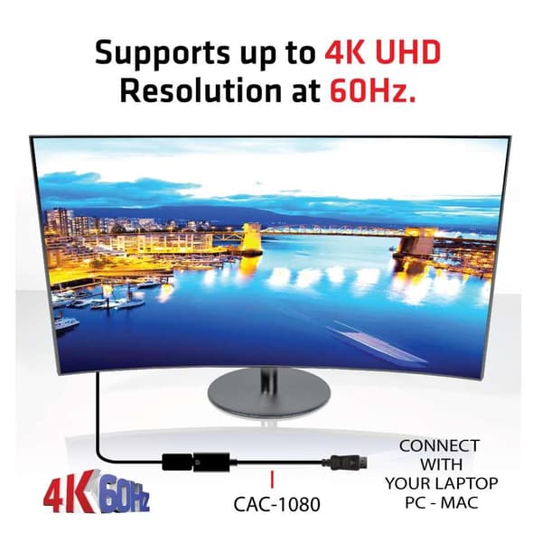 club3D CAC-1080 DisplayPort-adapter [1x DisplayPort-kontakt - 1x HDMI-uttag] Svart