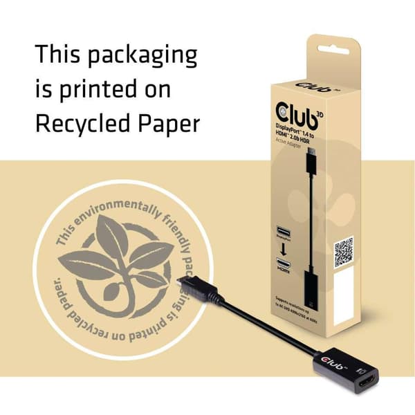 club3D CAC-1080 DisplayPort-adapter [1x DisplayPort-kontakt - 1x HDMI-uttag] Svart