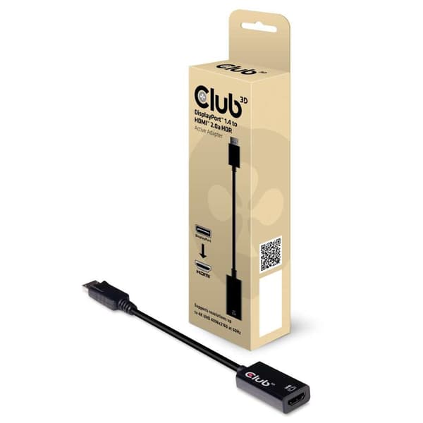 club3D CAC-1080 DisplayPort-adapter [1x DisplayPort-kontakt - 1x HDMI-uttag] Svart