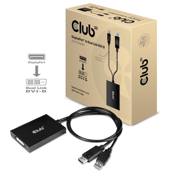 CLUB3D DisplayPort til Dual Link DVI-D HDCP ON Version Active Adapter M/V