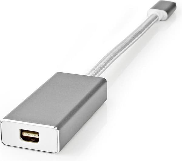 USB-adapter | USB 3.2 Gen 1 | USB-C™ hane | Mini DisplayPort hona | 0,20m | Runda | guld | Spannmål / Nylon | Zilver | Täck fönsterlåda