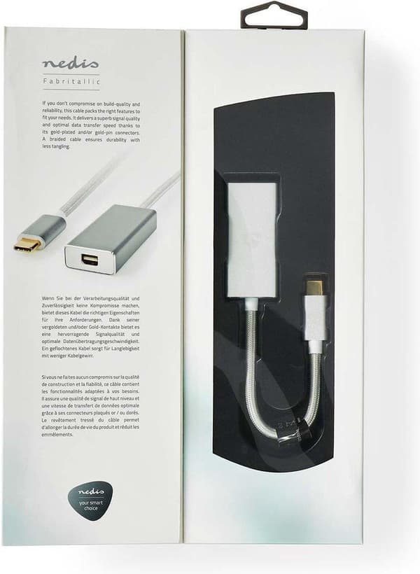 USB-adapter | USB 3.2 Gen 1 | USB-C™ hane | Mini DisplayPort hona | 0,20m | Runda | guld | Spannmål / Nylon | Zilver | Täck fönsterlåda