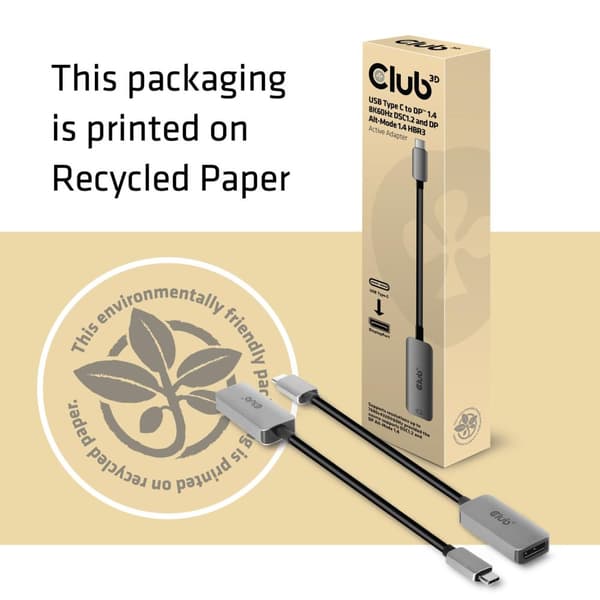 Club 3D USB Typ C till DP 1,4 8K60Hz DSC1,2 HDR HBR3 Active Adapter, CAC-1567