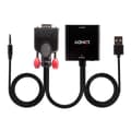 Miniatyrbild 2 av 5: Lindy - Videoadapter - HD-15 (VGA), Stereo Mini-jack, USB (endast ström) Hane till Mini-Hane, HDMI Hona - 60cm - Svart