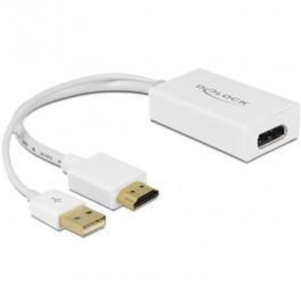 DeLOCK Premium HDMI 1.4 till DisplayPort 1.2 aktiv adapter (4K 30 Hz) / vit - 0,20 meter