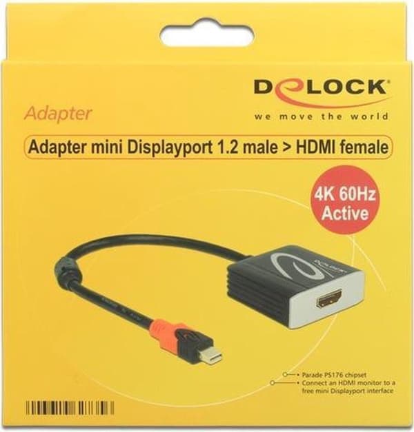DeLOCK Premium Mini DisplayPort 1.2 till HDMI 2.0 Active Adapter (4K 60 Hz) / Svart - 0,20 meter