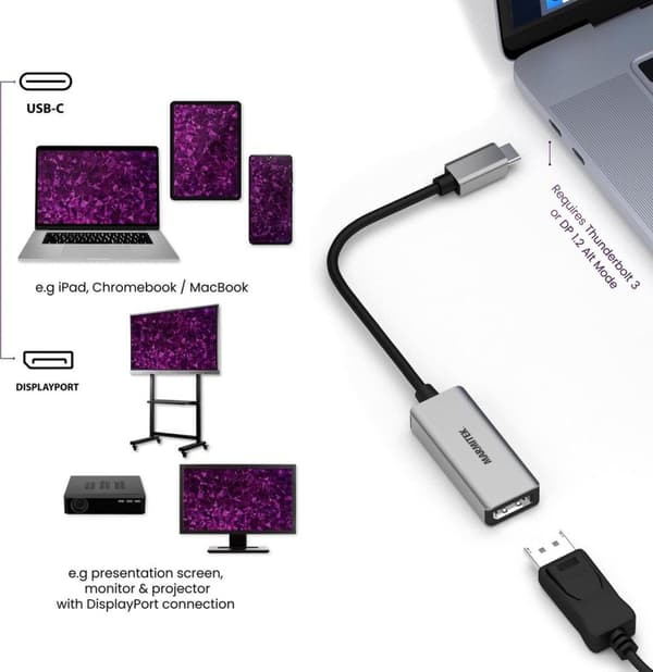 Marmitek Adapter USB-C > Displayport - USBC til DisplayPort Converter