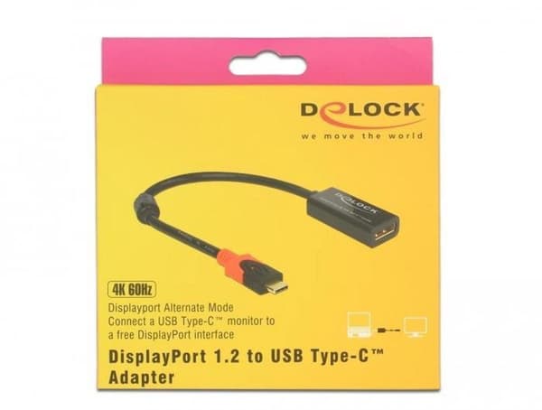 DeLOCK Premium DisplayPort til USB-C adapter (4K 60 Hz) / sort - 0,20 meter
