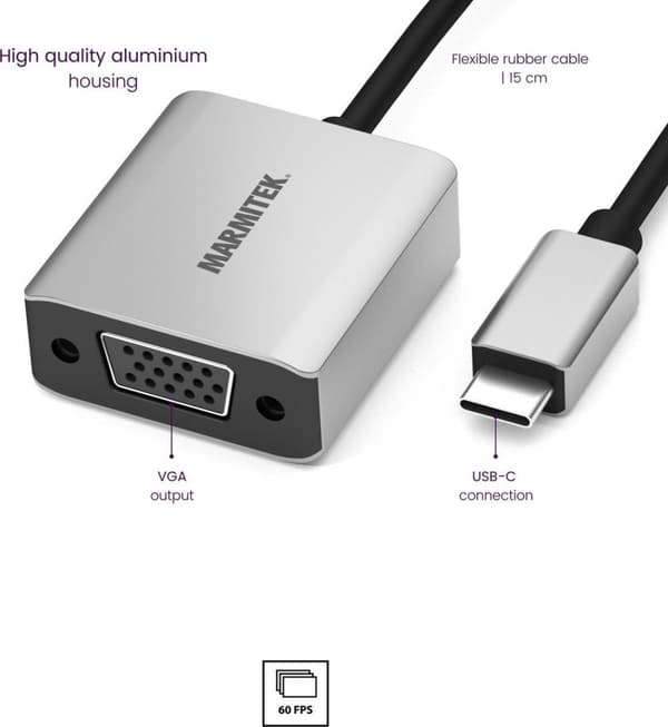 Marmitek Adapter USB-C > VGA - USBC till VGA Converter