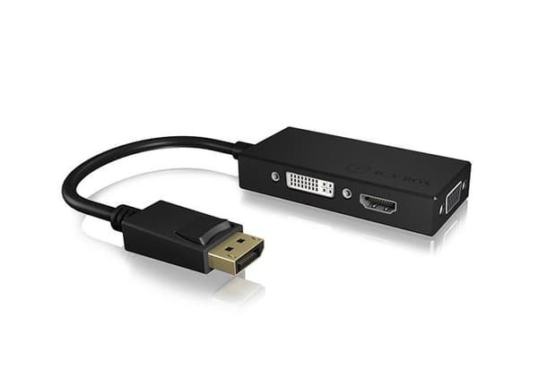 ICY BOX IB-AC1031 DisplayPort DVI-D + VGA (D-Sub) + HDMI Sort