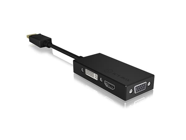 ICY BOX IB-AC1031 DisplayPort DVI-D + VGA (D-Sub) + HDMI Sort