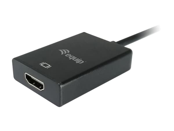 Equip Life - Video Interface Converter - HDMI / VGA / Audio - HD-15 (VGA), Stereo Mini Jack, USB (Endast ström) (M) till HDMI (W) - Svart (119038)