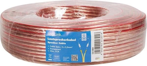 LogiLink högtalarkabel, 2x2,50 mm2, 25 m transparent