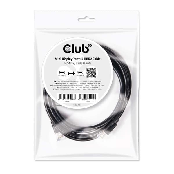 CLUB3D Mini DisplayPort 1.2 HBR2-kabel M/M 2 meter 4K60Hz