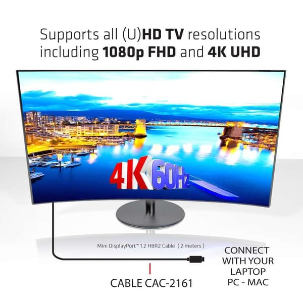 CLUB3D Mini DisplayPort 1.2 HBR2-kabel M/M 2 meter 4K60Hz