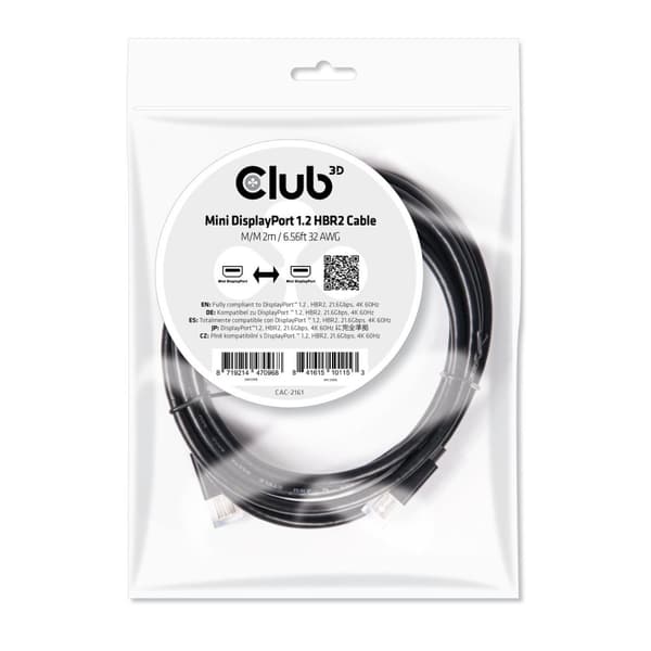 CLUB3D Mini DisplayPort 1.2 HBR2-kabel M/M 2 meter 4K60Hz