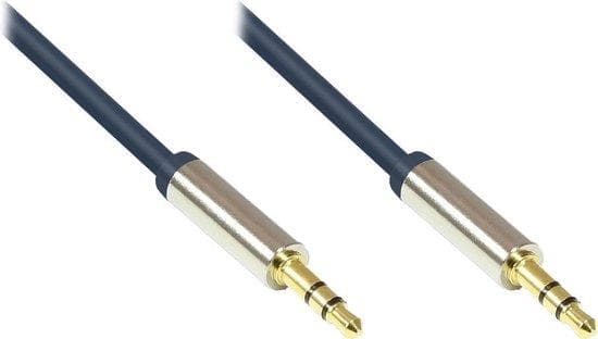 Lydtilslutningskabel højkvalitets 3,5 mm, 2x jackstik, fuld metalhus, mørkeblå, 5m, gode forbindelser (GC-M0043)