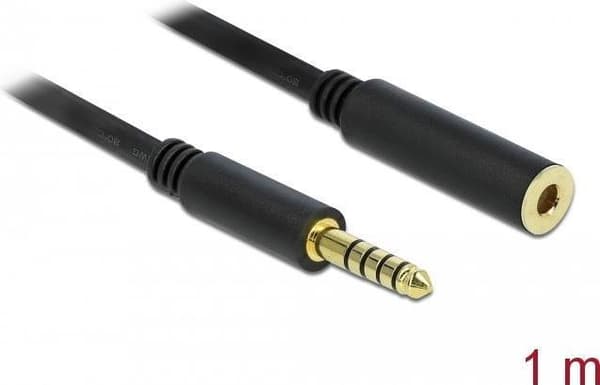 DeLOCK - Äänen jatkojohto - Balanced Stereo 4,4mm (M) Balanced Stereo 4,4mm (L) - 1,0m - Musta (85796)