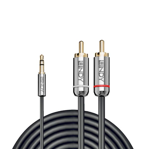 Lindy Cromo Line - lydkabel - stereo mini jackstik (M) til RCA (M) - 3,0m - antracit - rund (35335)