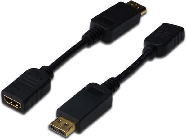Digitus Displayport / HDMI Adapter [1X Displayport-stik - 1X HDMI-stik] Sort rund skærmet (dobbelt) Låsbar Velegnet til HDMI