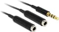Miniatyrbild 4 av 8: Delock 65575 Jack plug Audio Y-kabel [1x Jack plug hane 3,5 mm - 2x Jack plug hona 3,5 mm] 25,00 cm Svart
