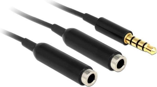 Delock 65575 Jack plug Audio Y-kabel [1x Jack plug hane 3,5 mm - 2x Jack plug hona 3,5 mm] 25,00 cm Svart