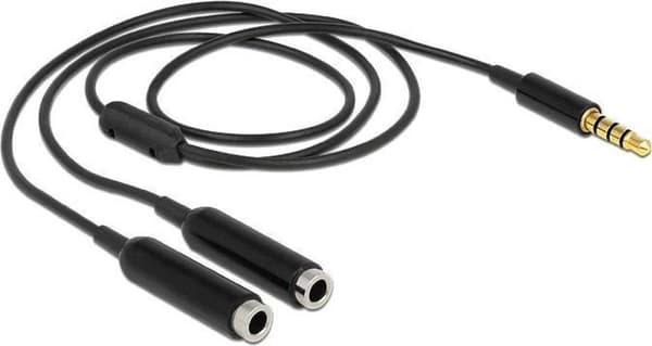 Delock 65575 Jack plug Audio Y-kabel [1x Jack plug hane 3,5 mm - 2x Jack plug hona 3,5 mm] 25,00 cm Svart
