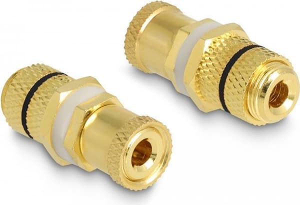 Delock - Lydadapter - bindestolpe til bindestolpe - guld, sort ring (64146)