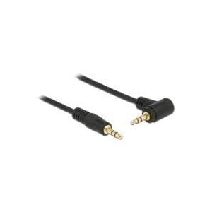 DeLOCK - Lydkabel - 24 AWG - Mini-Phone Stereo 3,5 mm (M) - Mini-Phone Stereo 3,5 mm (M) - 2,0m - sort - stik i 90° vinkel (83756)