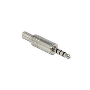 DeLOCK Stereostik 3,5 mm stereo med bøjningsbeskyttelse - lydstik - minitelefon 3,5 mm, 4-benet (M) - sølv (65546)
