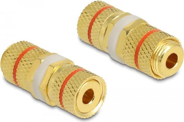 Delock - Lydadapter - bindestolpe til bindestolpe - guld, rød ring (64143)