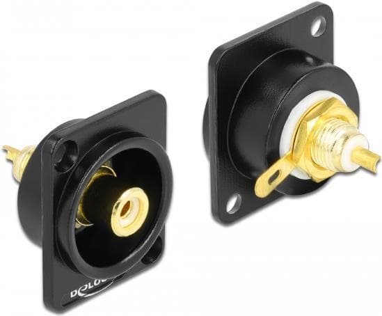 DeLOCK D-Type Module RCA hona till lödkontakt - Modulär frontplatta Snap-In - Panelmonterbar - RCA - Svart